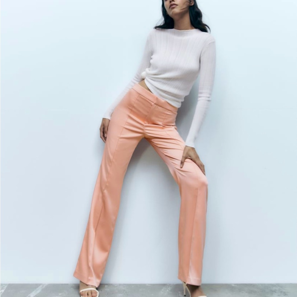Zara flared satin pants dusty rose size Small NWT